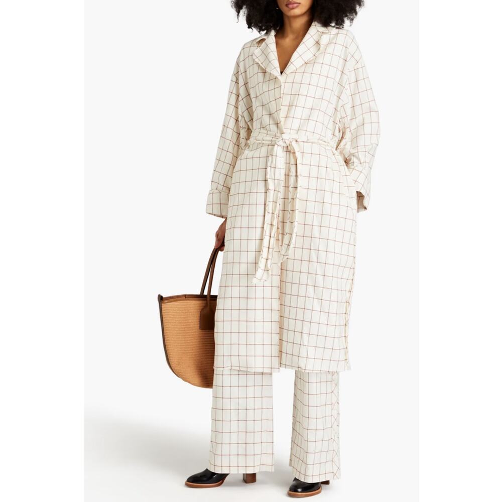 Zimmermann NWT Dancer Duster Trench Coat Ivory Check‎ S/M $1735